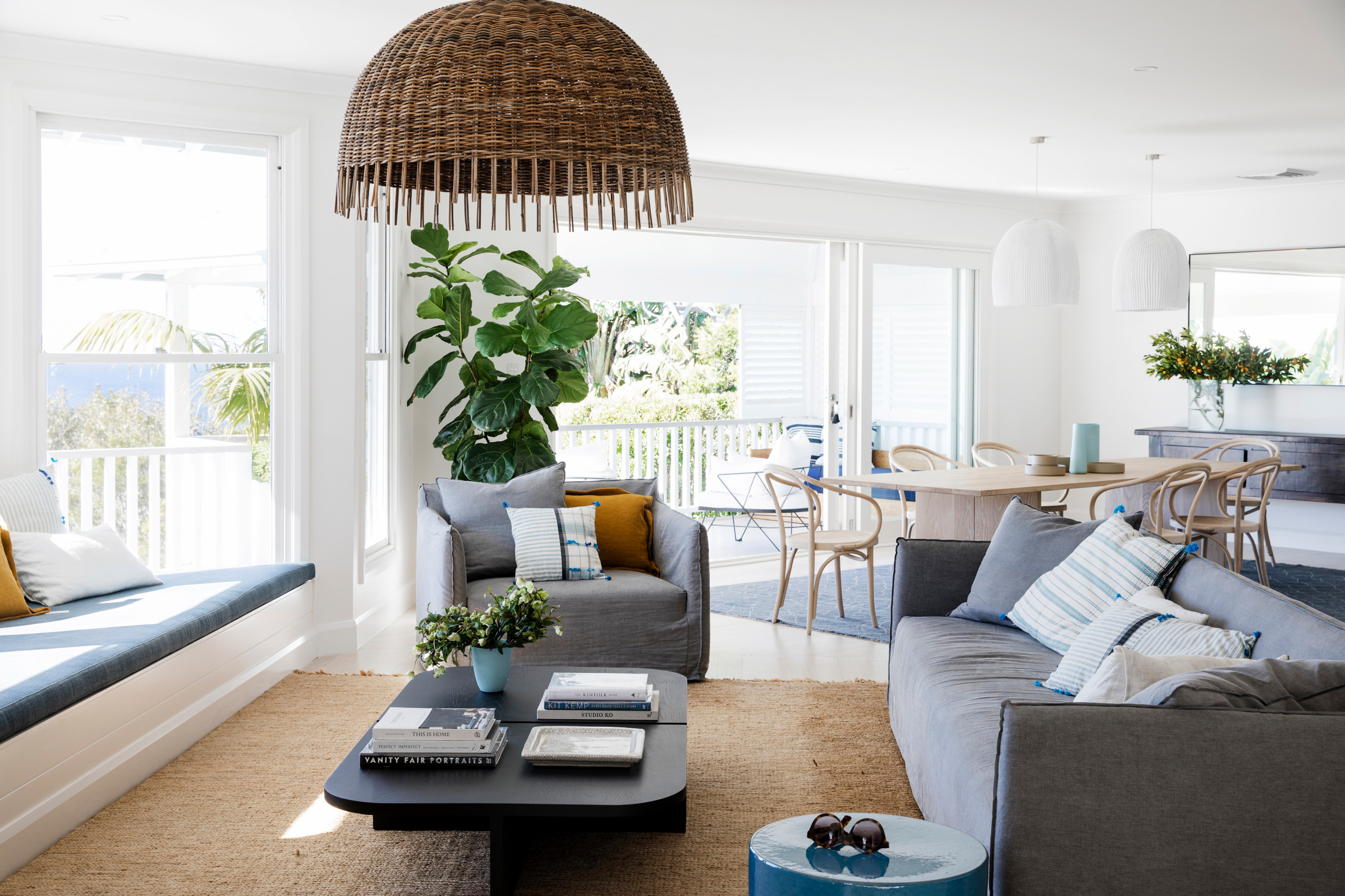Sydney home with a coastal-modern interior featuring neutral tones and natural textures.